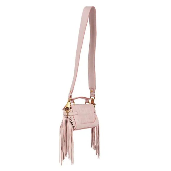 Balmain B-Buzz 19 Fringed Suede Monogram Crossbody Bag Faded Rose - Picture 5 of 15